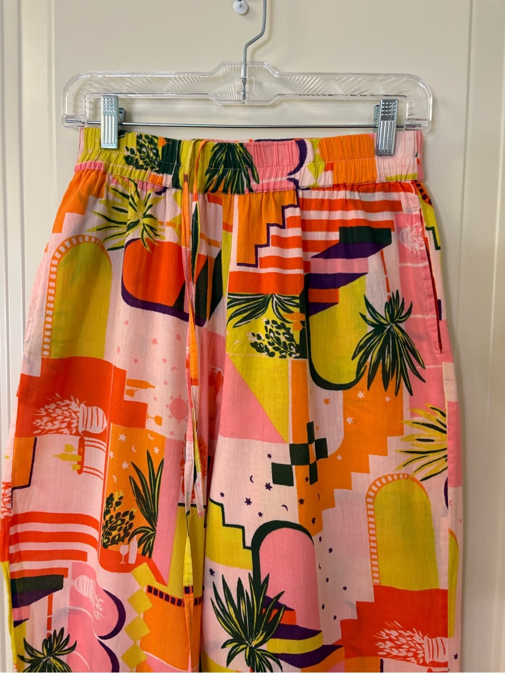 Haute Hippie Pink, Orange & Yellow Abstract Print Wide-Leg Pants SZ S - Picture 2 of 12